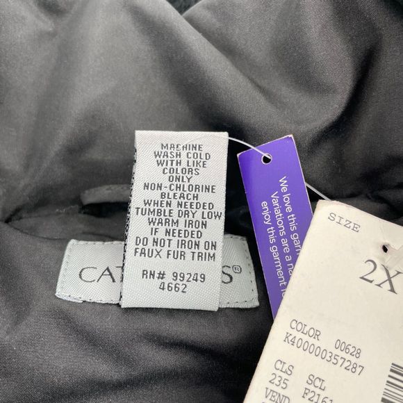 CATHERINE’S - Plus Size Faux Fur Trim Winter Coat - Black 2x - Picture 3 of 9